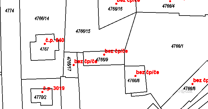 Česká Lípa 39744442 na parcele st. 4766/9 v KÚ Česká Lípa, Katastrální mapa