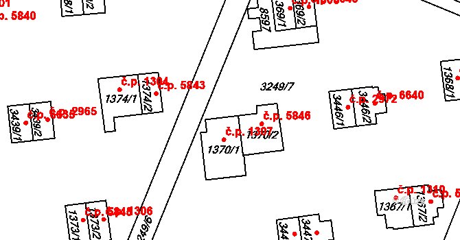 Zlín 1307 na parcele st. 1370/1 v KÚ Zlín, Katastrální mapa