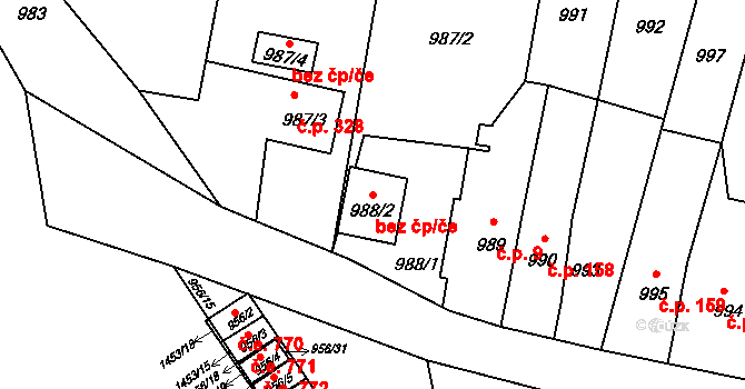 Bohumín 42063442 na parcele st. 988/2 v KÚ Pudlov, Katastrální mapa