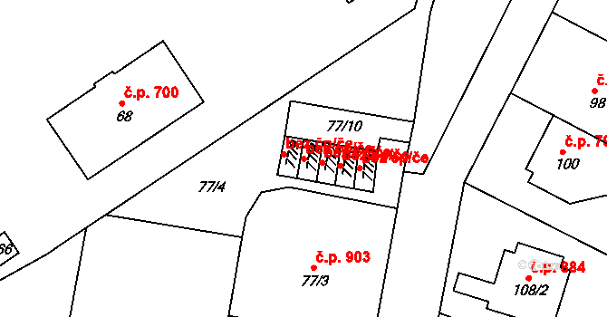 Bučovice 43533442 na parcele st. 77/8 v KÚ Bučovice, Katastrální mapa