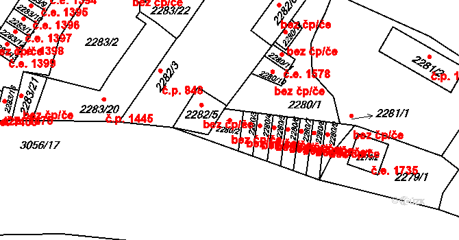 Děčín 47844442 na parcele st. 2280/2 v KÚ Děčín, Katastrální mapa