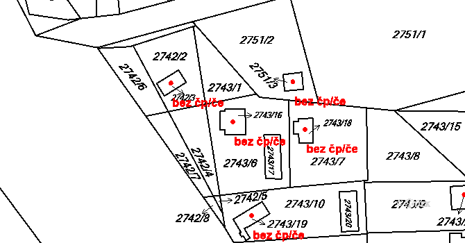 Životice 111, Havířov na parcele st. 2743/16 v KÚ Bludovice, Katastrální mapa