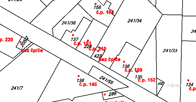 Braškov 49348442 na parcele st. 423 v KÚ Braškov, Katastrální mapa
