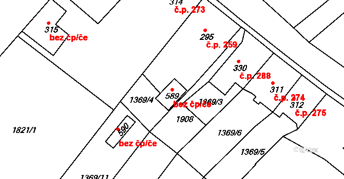 Krajková 49429442 na parcele st. 589 v KÚ Krajková, Katastrální mapa