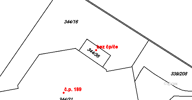 Chvalovice 49649442 na parcele st. 344/36 v KÚ Chvalovice, Katastrální mapa