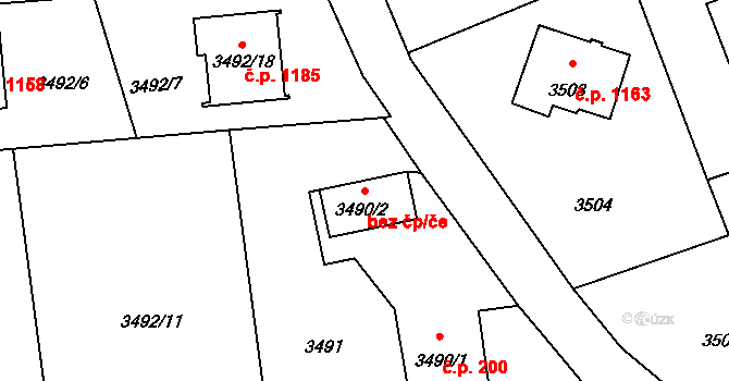 Orlová 49852442 na parcele st. 3490/2 v KÚ Horní Lutyně, Katastrální mapa