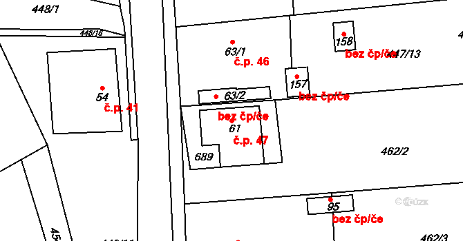 Svatý Jiří 47 na parcele st. 61 v KÚ Svatý Jiří, Katastrální mapa