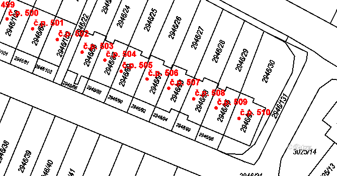 Choceňské Předměstí 507, Vysoké Mýto na parcele st. 2946/93 v KÚ Vysoké Mýto, Katastrální mapa