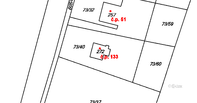 Byškovice 133, Neratovice na parcele st. 272 v KÚ Byškovice, Katastrální mapa