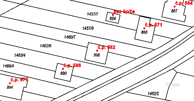 Zlechov 592 na parcele st. 896 v KÚ Zlechov, Katastrální mapa
