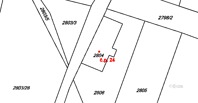Václavovice 24, Klimkovice na parcele st. 2804 v KÚ Klimkovice, Katastrální mapa