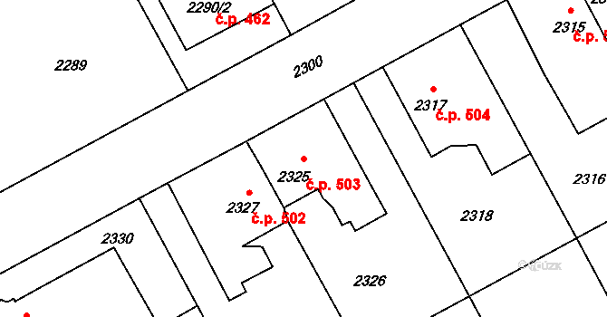 Kopřivnice 503 na parcele st. 2325 v KÚ Kopřivnice, Katastrální mapa