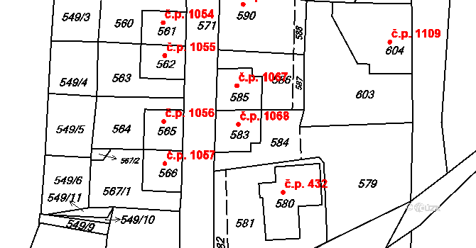 Vejprty 1068 na parcele st. 583 v KÚ Vejprty, Katastrální mapa