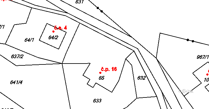 Lhota 16, Liběšice na parcele st. 65 v KÚ Lhota u Nečemic, Katastrální mapa