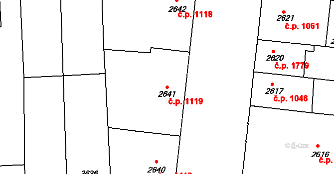 Louny 1119 na parcele st. 2641 v KÚ Louny, Katastrální mapa