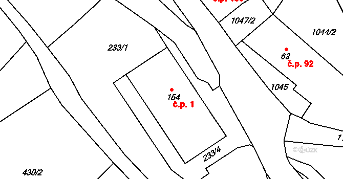 Lampertice 1 na parcele st. 154 v KÚ Lampertice, Katastrální mapa