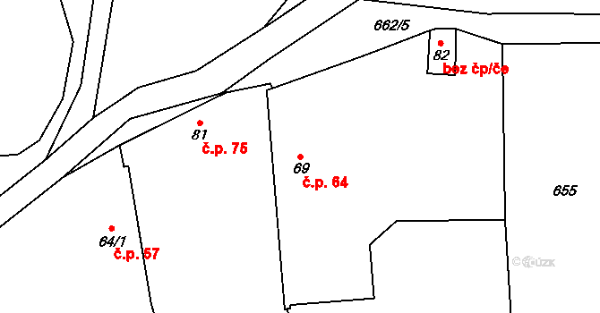 Soběsuky 64, Neurazy na parcele st. 69 v KÚ Soběsuky u Nepomuka, Katastrální mapa