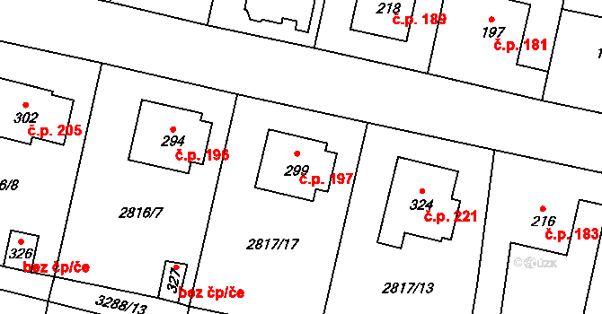 Olešnice 197 na parcele st. 299 v KÚ Olešnice u Trhových Svinů, Katastrální mapa