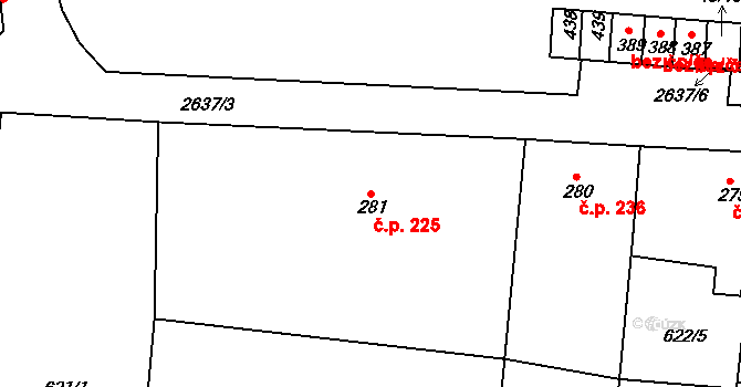 Libá 225 na parcele st. 281 v KÚ Libá, Katastrální mapa