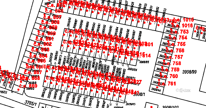 Jihlava 819 na parcele st. 3908/80 v KÚ Jihlava, Katastrální mapa