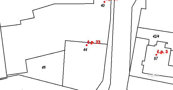 Páleček 23, Klobuky na parcele st. 44 v KÚ Páleček, Katastrální mapa
