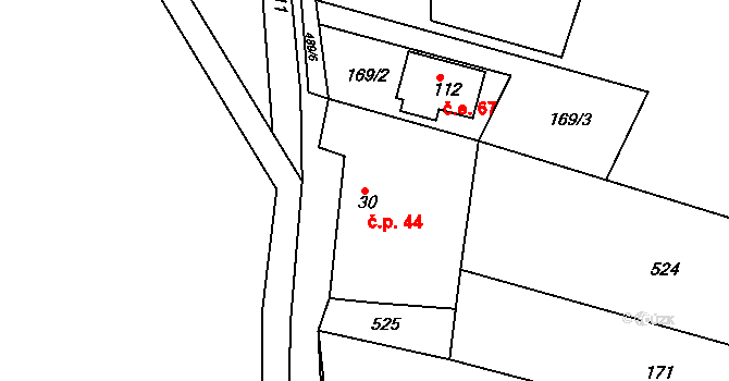 Neratov 44 na parcele st. 30 v KÚ Neratov, Katastrální mapa