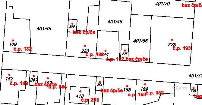 Žilina 127 na parcele st. 144 v KÚ Žilina, Katastrální mapa