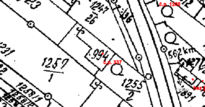 Lanžhot 337 na parcele st. 994 v KÚ Lanžhot, Katastrální mapa
