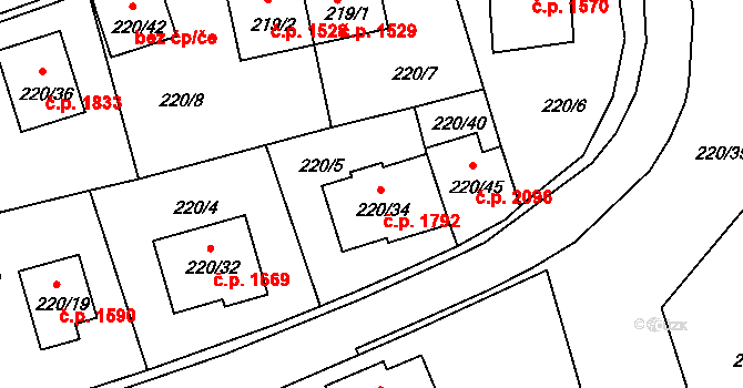 Tachov 1792 na parcele st. 220/34 v KÚ Tachov, Katastrální mapa