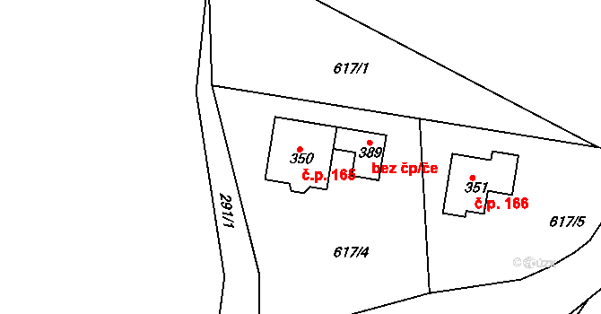 Bítouchov 165, Semily na parcele st. 350 v KÚ Bítouchov u Semil, Katastrální mapa