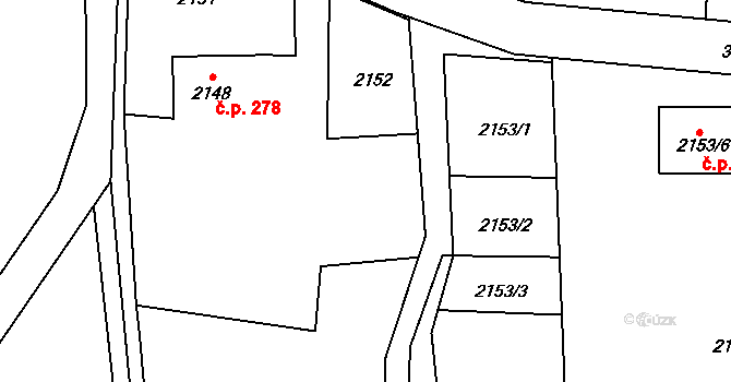 Poruba 278, Orlová na parcele st. 2148 v KÚ Poruba u Orlové, Katastrální mapa