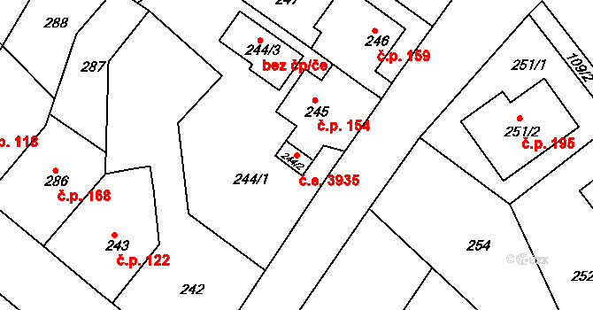 Skorotice 3935, Ústí nad Labem na parcele st. 244/2 v KÚ Skorotice u Ústí nad Labem, Katastrální mapa