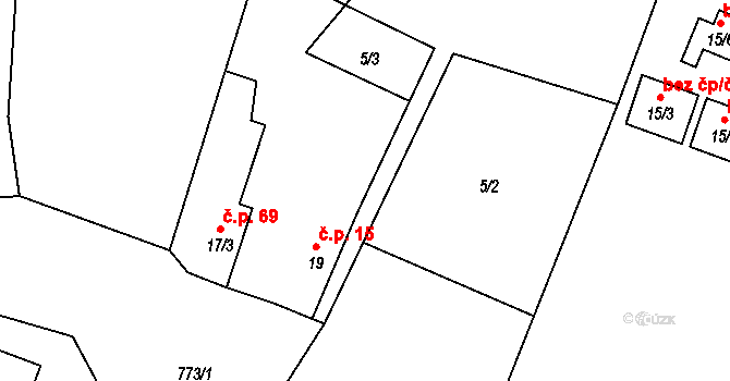 Žitovlice 15 na parcele st. 19 v KÚ Žitovlice, Katastrální mapa