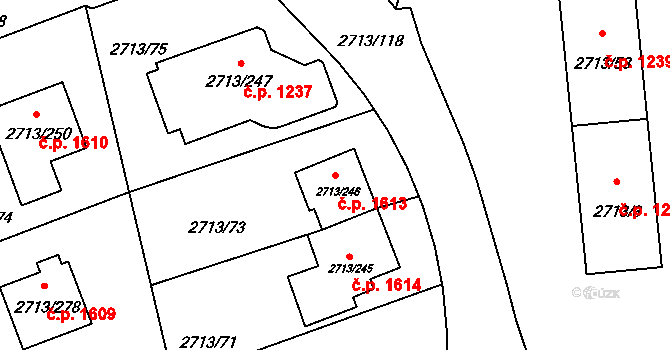 Pelhřimov 1613 na parcele st. 2713/246 v KÚ Pelhřimov, Katastrální mapa