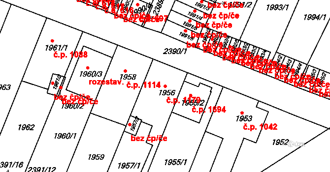Trnovany 1179, Teplice na parcele st. 1956 v KÚ Teplice-Trnovany, Katastrální mapa