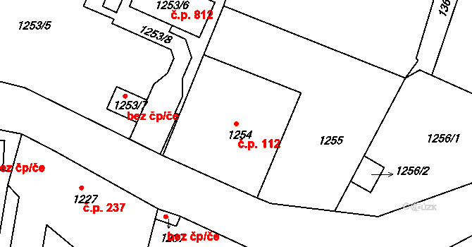 Liberec XV-Starý Harcov 112, Liberec na parcele st. 1254 v KÚ Starý Harcov, Katastrální mapa