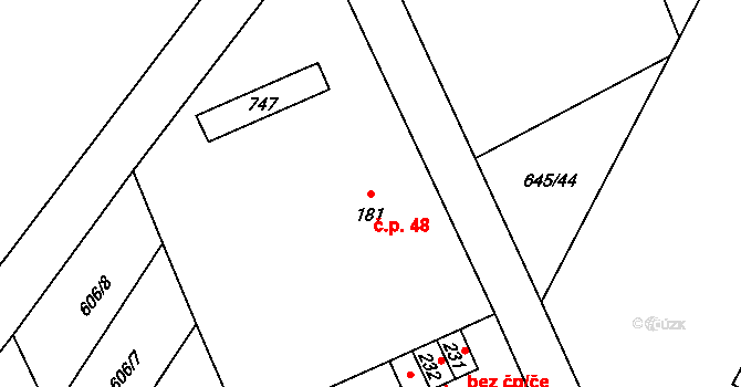 Bobr 48, Žacléř na parcele st. 181 v KÚ Bobr, Katastrální mapa