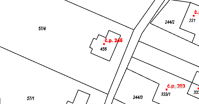 Guty 245, Třinec na parcele st. 456 v KÚ Guty, Katastrální mapa