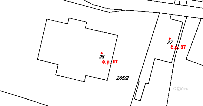 Kerhartice 17, Ústí nad Orlicí na parcele st. 28 v KÚ Kerhartice nad Orlicí, Katastrální mapa