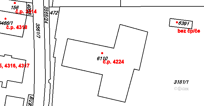 Zlín 4224 na parcele st. 6110 v KÚ Zlín, Katastrální mapa
