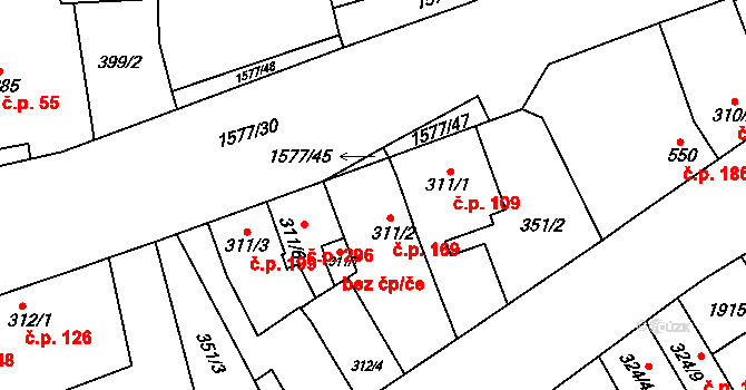 Litovel 169 na parcele st. 311/2 v KÚ Litovel, Katastrální mapa