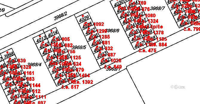 Chomutov 1026 na parcele st. 4023 v KÚ Chomutov I, Katastrální mapa