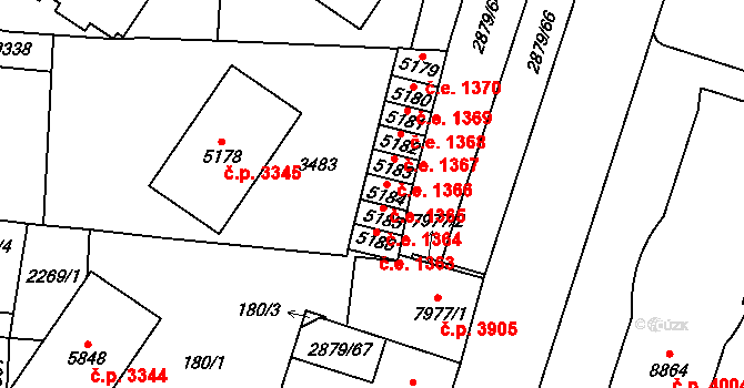 Hodonín 1365 na parcele st. 5184 v KÚ Hodonín, Katastrální mapa
