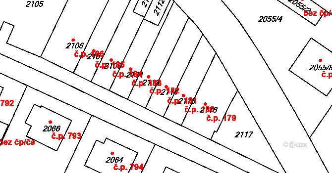 Jemnice 181 na parcele st. 2114 v KÚ Jemnice, Katastrální mapa