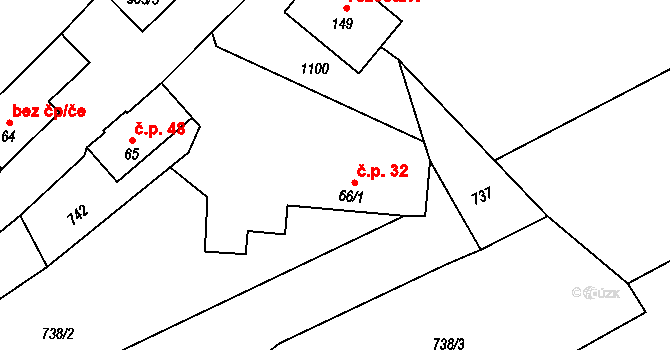 Svrčovec 32, Dolany na parcele st. 66/1 v KÚ Svrčovec, Katastrální mapa