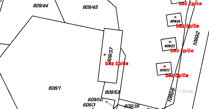 Malešov 38259443 na parcele st. 609/37 v KÚ Malešov, Katastrální mapa