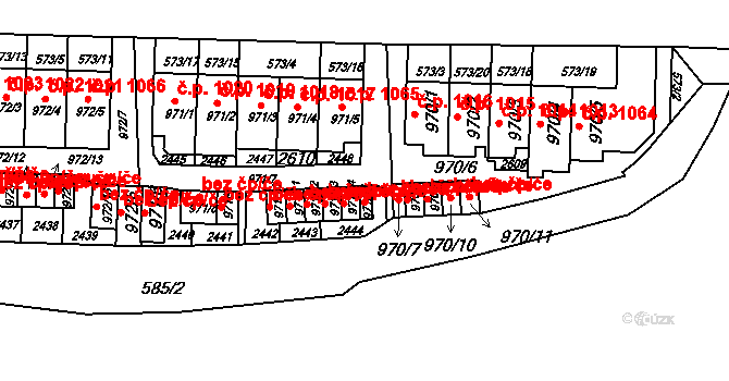 Třebíč 38375443 na parcele st. 971/15 v KÚ Třebíč, Katastrální mapa