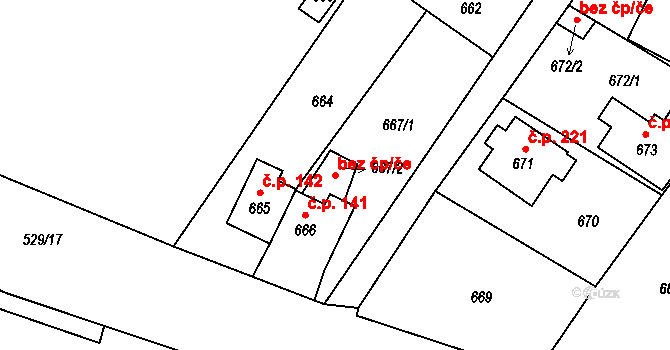 Ústí nad Labem 38867443 na parcele st. 667/2 v KÚ Vaňov, Katastrální mapa