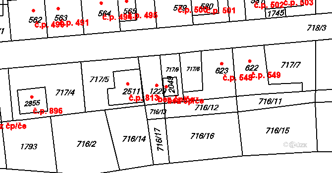 Valašské Meziříčí 39544443 na parcele st. 2049 v KÚ Krásno nad Bečvou, Katastrální mapa