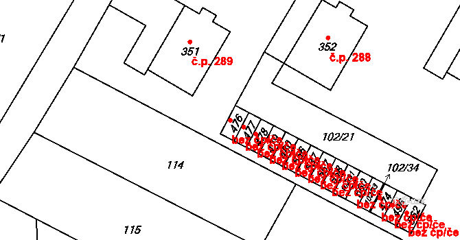 Želetava 42187443 na parcele st. 476 v KÚ Želetava, Katastrální mapa